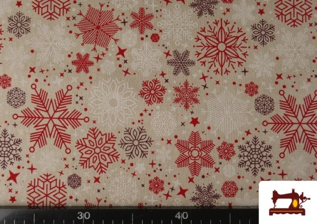 Acheter en ligne Tissu Loneta Flocons de Neige Largeur 140 cm