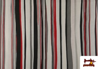 Tissu Rayé pour Décoration Rouge et Noir