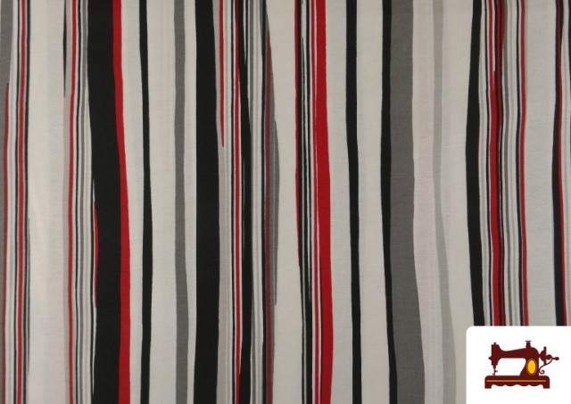 Tissu Rayé pour Décoration Rouge et Noir