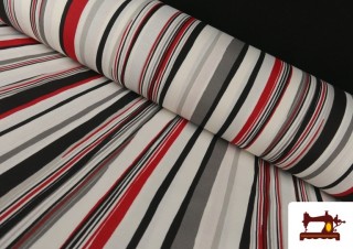 Acheter Tissu Rayé pour Décoration Rouge et Noir