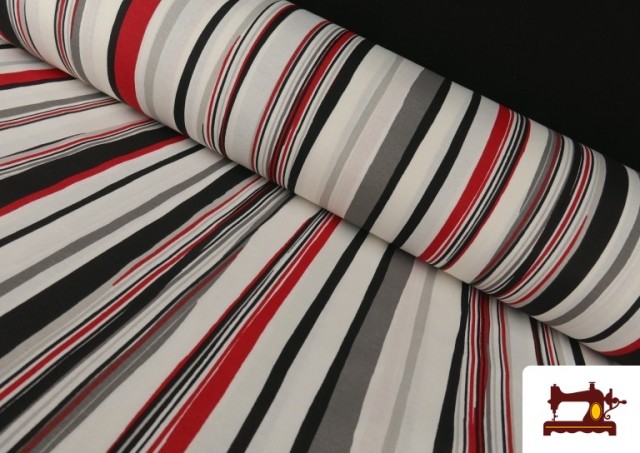 Acheter Tissu Rayé pour Décoration Rouge et Noir