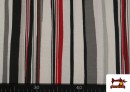 Acheter en ligne Tissu Rayé pour Décoration Rouge et Noir