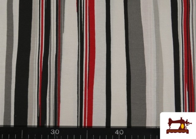 Acheter en ligne Tissu Rayé pour Décoration Rouge et Noir