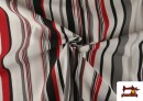 Vente en ligne de Tissu Rayé pour Décoration Rouge et Noir