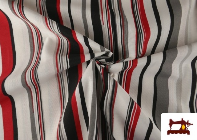 Vente en ligne de Tissu Rayé pour Décoration Rouge et Noir