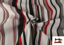 Tissu Rayé pour Décoration Rouge et Noir