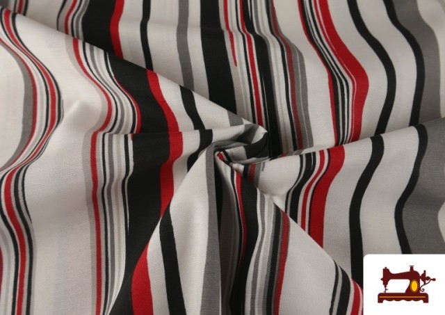 Tissu Rayé pour Décoration Rouge et Noir
