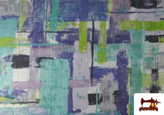 Vente de Tissu Loneta Motif Peinture Abstraite Irrégulière couleur Bleu