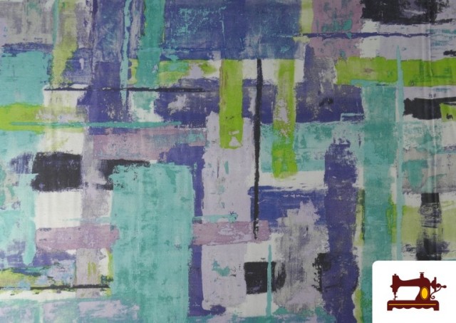 Vente de Tissu Loneta Motif Peinture Abstraite Irrégulière couleur Bleu