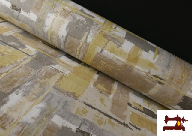 Tissu Loneta Motif Peinture Abstraite Irrégulière couleur Beige