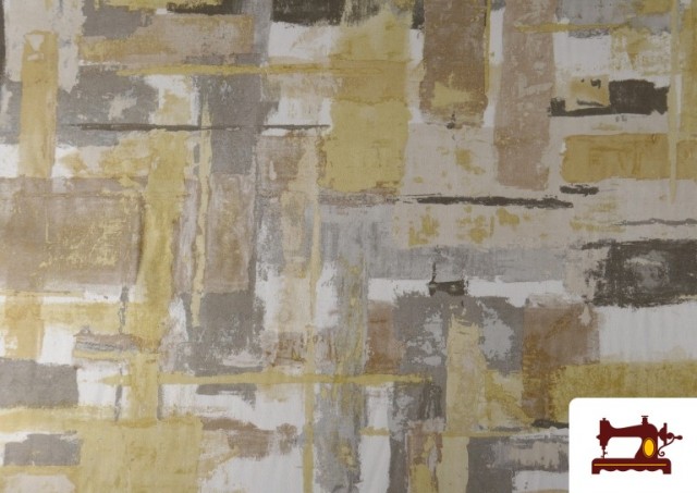 Vente de Tissu Loneta Motif Peinture Abstraite Irrégulière couleur Beige
