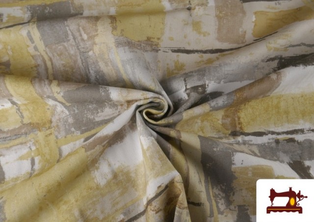 Acheter Tissu Loneta Motif Peinture Abstraite Irrégulière couleur Beige