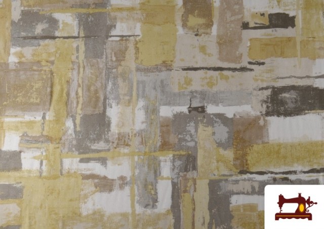 Tissu Loneta Motif Peinture Abstraite Irrégulière couleur Beige