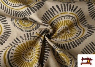 Vente de Tissu Toile Imprimé Cercles Ethniques