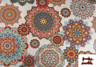 Tissu Toile Imprimé Mandalas Colorés
