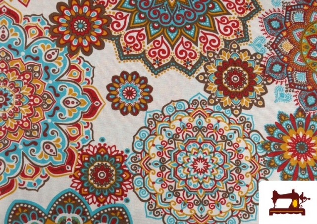 Vente de Tissu Toile Imprimé Mandalas Colorés