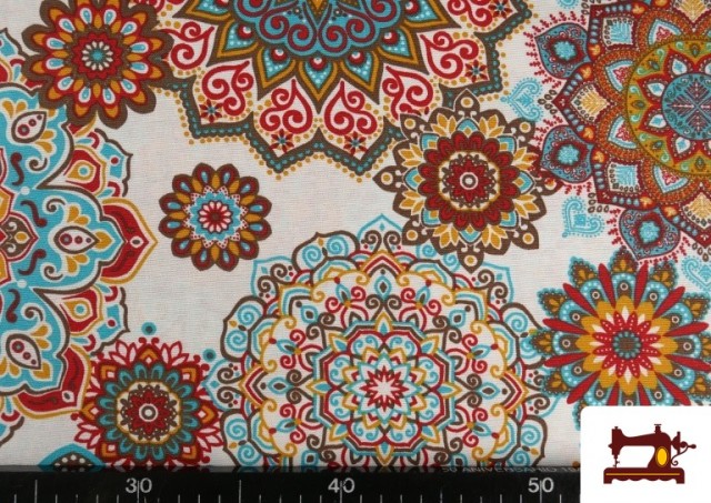 Acheter en ligne Tissu Toile Imprimé Mandalas Colorés