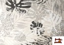 Vente de Tissu Toile Imprimé Feuilles Tropicales N/B
