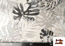 Acheter en ligne Tissu Toile Imprimé Feuilles Tropicales N/B