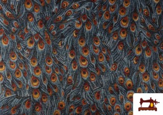 Tissu Gobelin Tissé Imprimé Plumes de Paon