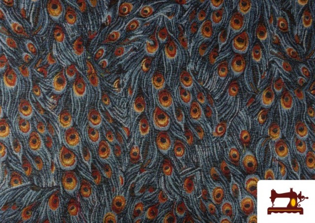 Tissu Gobelin Tissé Imprimé Plumes de Paon