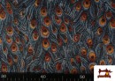 Acheter en ligne Tissu Gobelin Tissé Imprimé Plumes de Paon