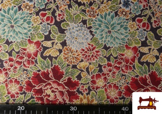 Acheter en ligne Tissu Gobelin Tissé Imprimé Fleurs Classiques