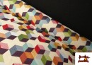 Tissu Gobelin Tissé Imprimé Cubes
