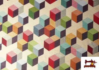 Acheter Tissu Gobelin Tissé Imprimé Cubes