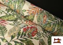 Tissu Gobelin Tissé Imprimé Feuilles Tropicales