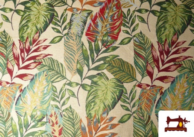 Acheter Tissu Gobelin Tissé Imprimé Feuilles Tropicales