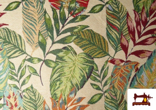 Vente de Tissu Gobelin Tissé Imprimé Feuilles Tropicales
