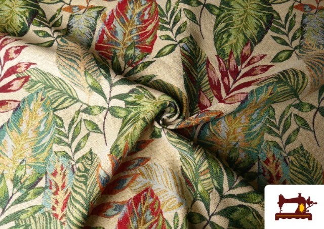 Vente en ligne de Tissu Gobelin Tissé Imprimé Feuilles Tropicales