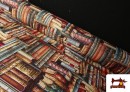 Tissu Gobelin Tissé Imprimé Librairie