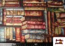 Acheter en ligne Tissu Gobelin Tissé Imprimé Librairie