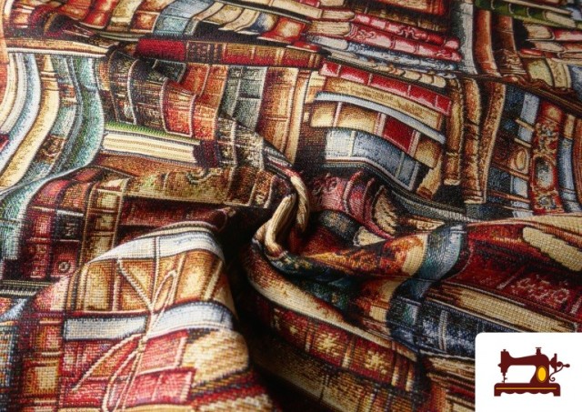 Tissu Gobelin Tissé Imprimé Librairie