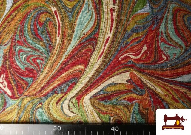 Acheter en ligne Tissu Gobelin Tissé Imprimé Effet d’Eau Multicolore