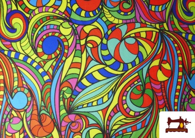 Vente de Tissu Jersey Lycra Imprimé Multicolore