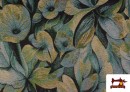 Acheter Tissu Gobelin Tissé Imprimé Fleurs couleur Bleu