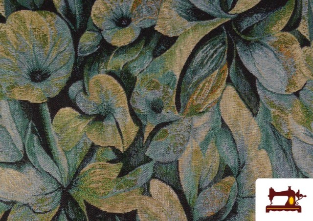 Acheter Tissu Gobelin Tissé Imprimé Fleurs couleur Bleu