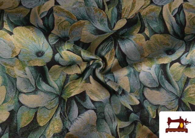 Vente de Tissu Gobelin Tissé Imprimé Fleurs couleur Bleu