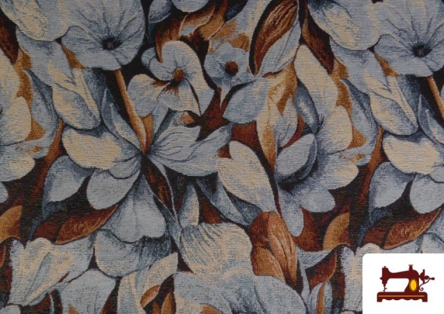 Tissu Gobelin Tissé Imprimé Fleurs couleur Brun