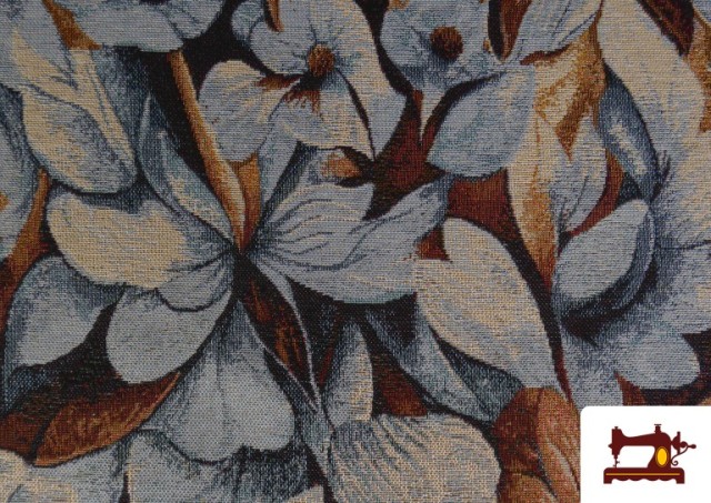 Tissu Gobelin Tissé Imprimé Fleurs couleur Brun