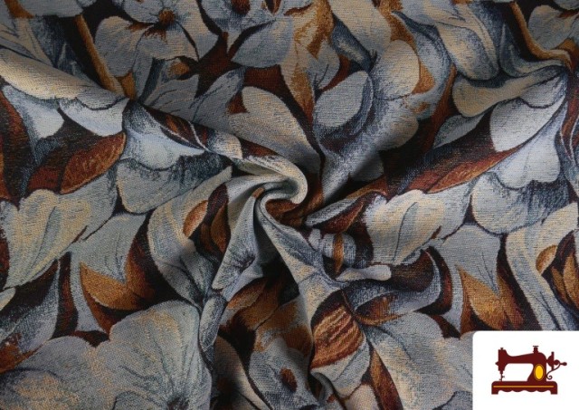 Tissu Gobelin Tissé Imprimé Fleurs couleur Brun