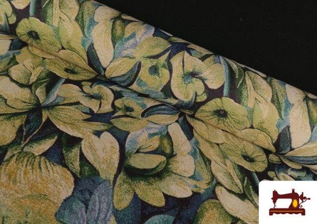 Vente de Tissu Gobelin Tissé Imprimé Fleurs couleur Vert pistache