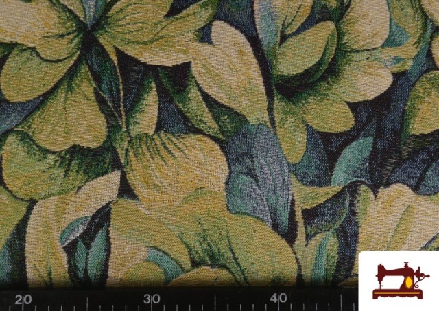 Tissu Gobelin Tissé Imprimé Fleurs couleur Vert pistache