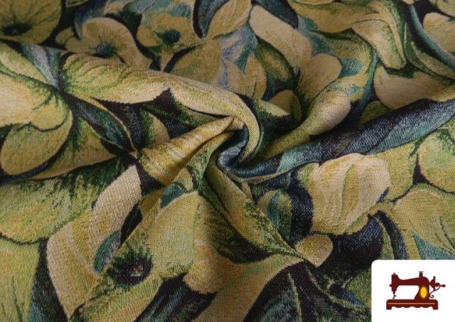 Tissu Gobelin Tissé Imprimé Fleurs couleur Vert pistache