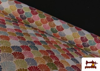 Tissu Gobelin Tissé Éventails Colorés