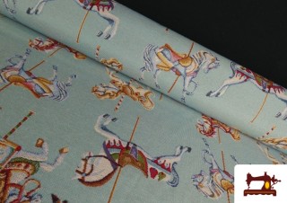 Tissu Gobelin Tissé Chevaux de Fête Foraine