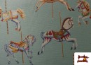 Vente de Tissu Gobelin Tissé Chevaux de Fête Foraine